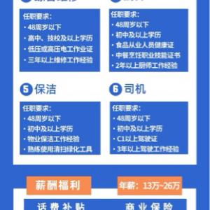 國際項目招聘經(jīng)理、維修、保潔、監(jiān)控、司機、廚師